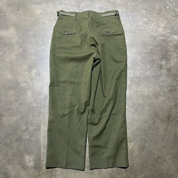 Vintage WW2 Army Green Wool Wide Leg Pants 32x28 - Picture 2 of 4